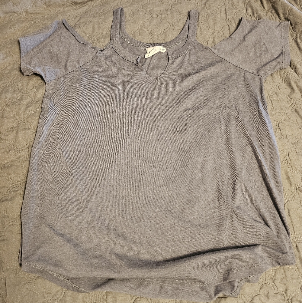 White Crow Gray Cold Shoulder Women's Top